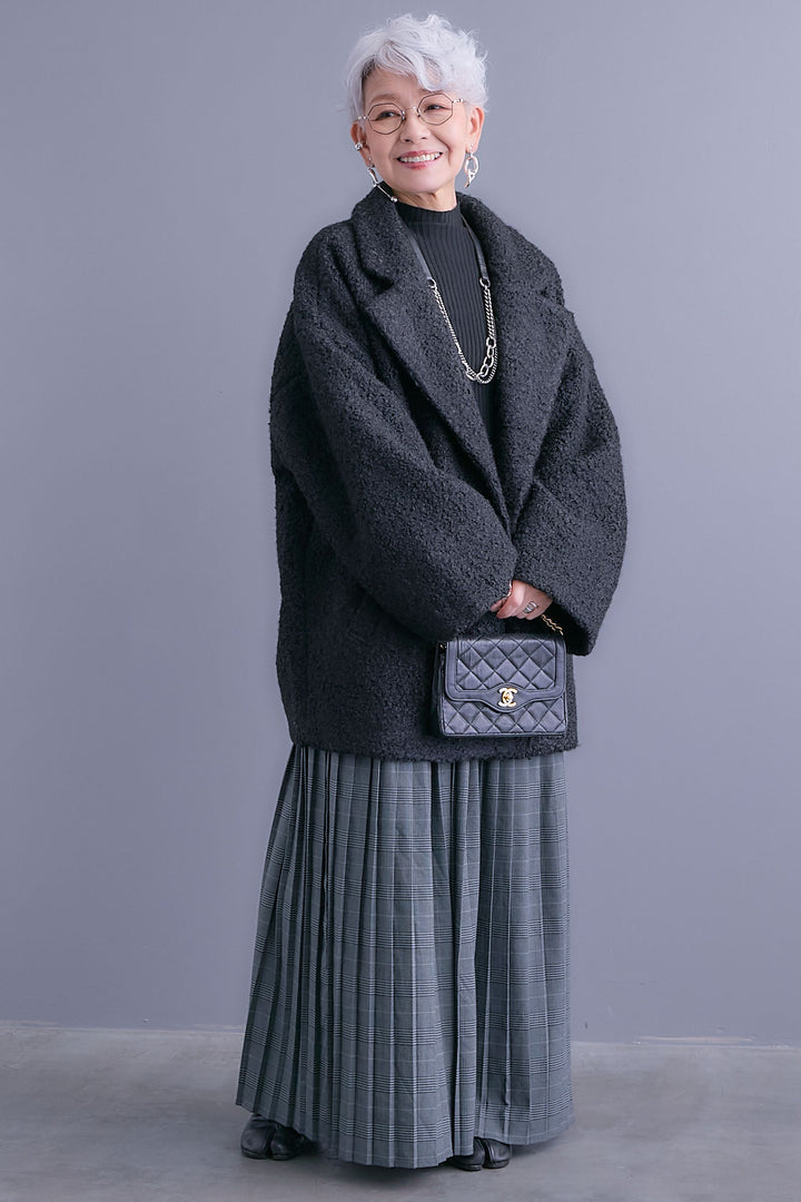【SET】ブークレーテーラードコート+グレンチェックプリーツスカート(2set)