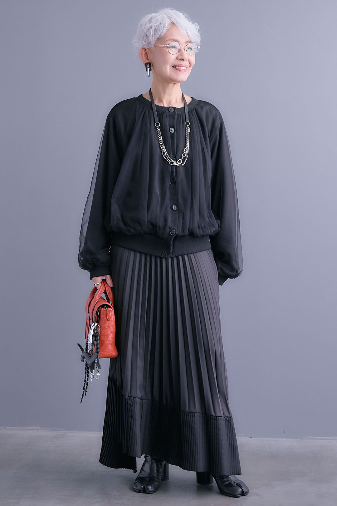 【予約】ノーカラーチュールレイヤードカーディガン