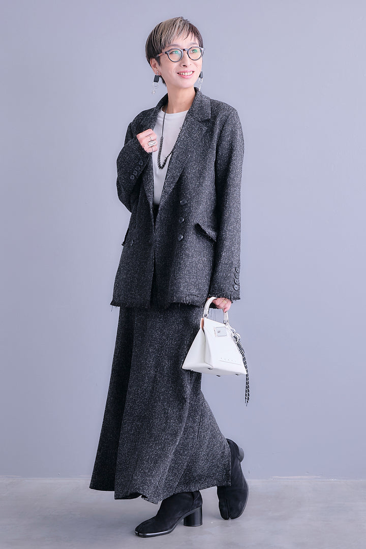 【予約】スラブネップツイードフリンジテーラードジャケット