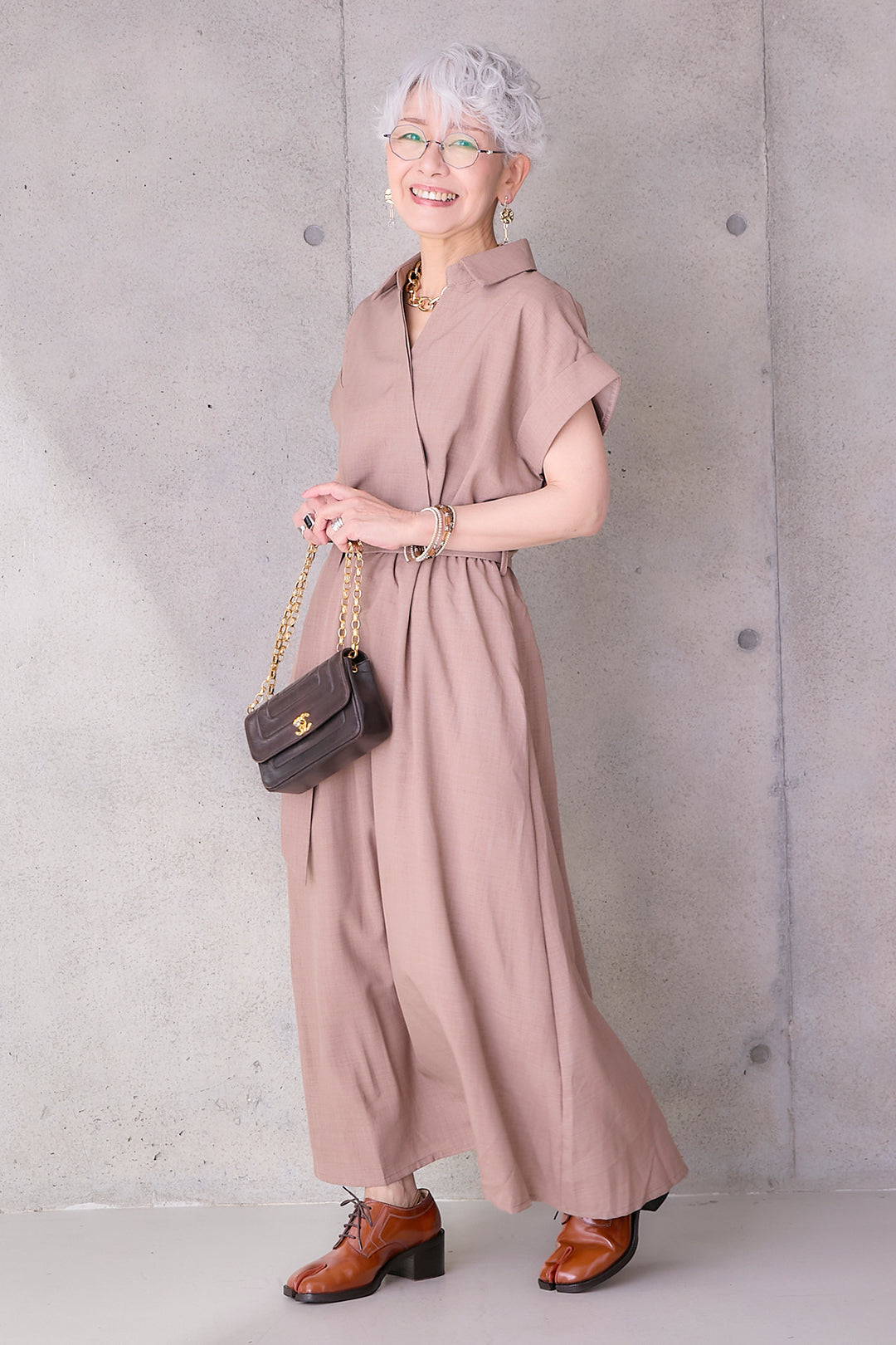 【予約】ロールアップスキッパーカシュクールワンピース