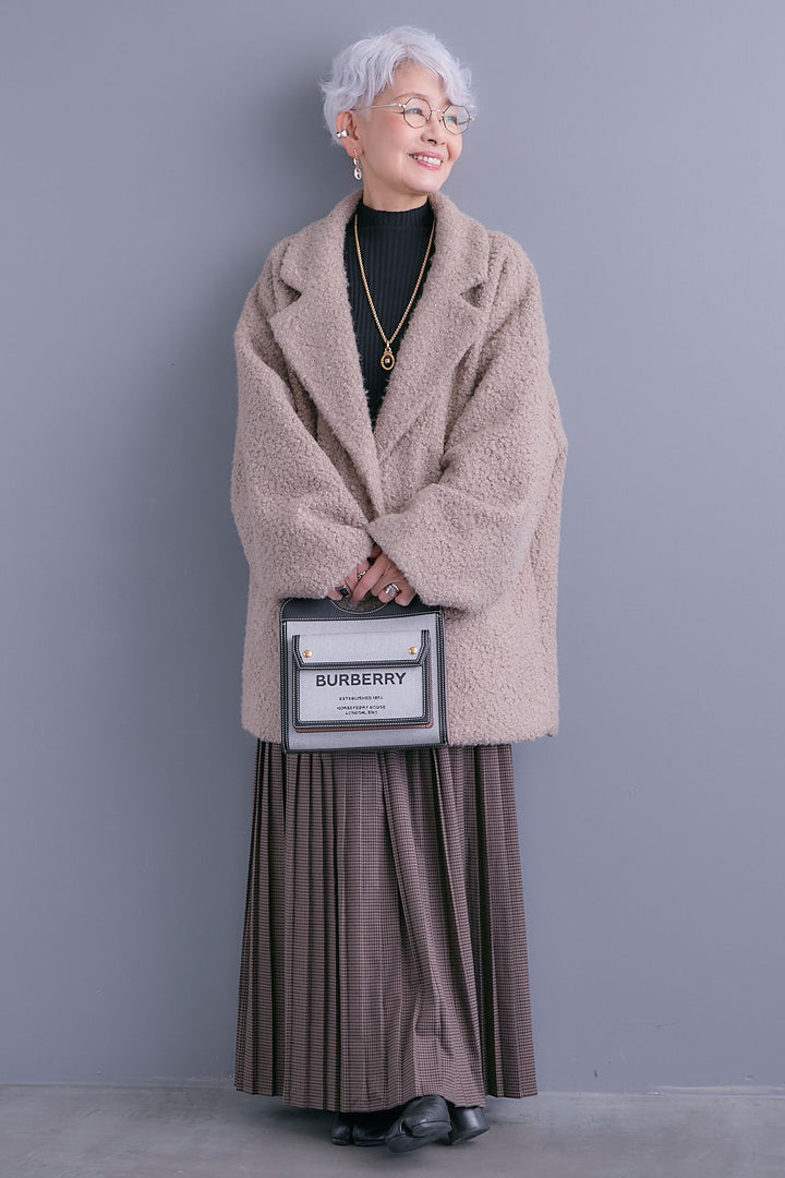 【SET】ブークレーテーラードコート+グレンチェックプリーツスカート(2set)