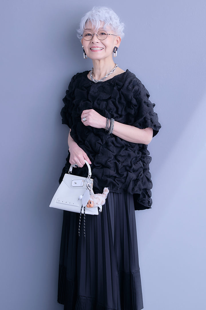 【SET】マトラッセボリュームフリルトップス+アシンメトリープリーツスカート(2set)