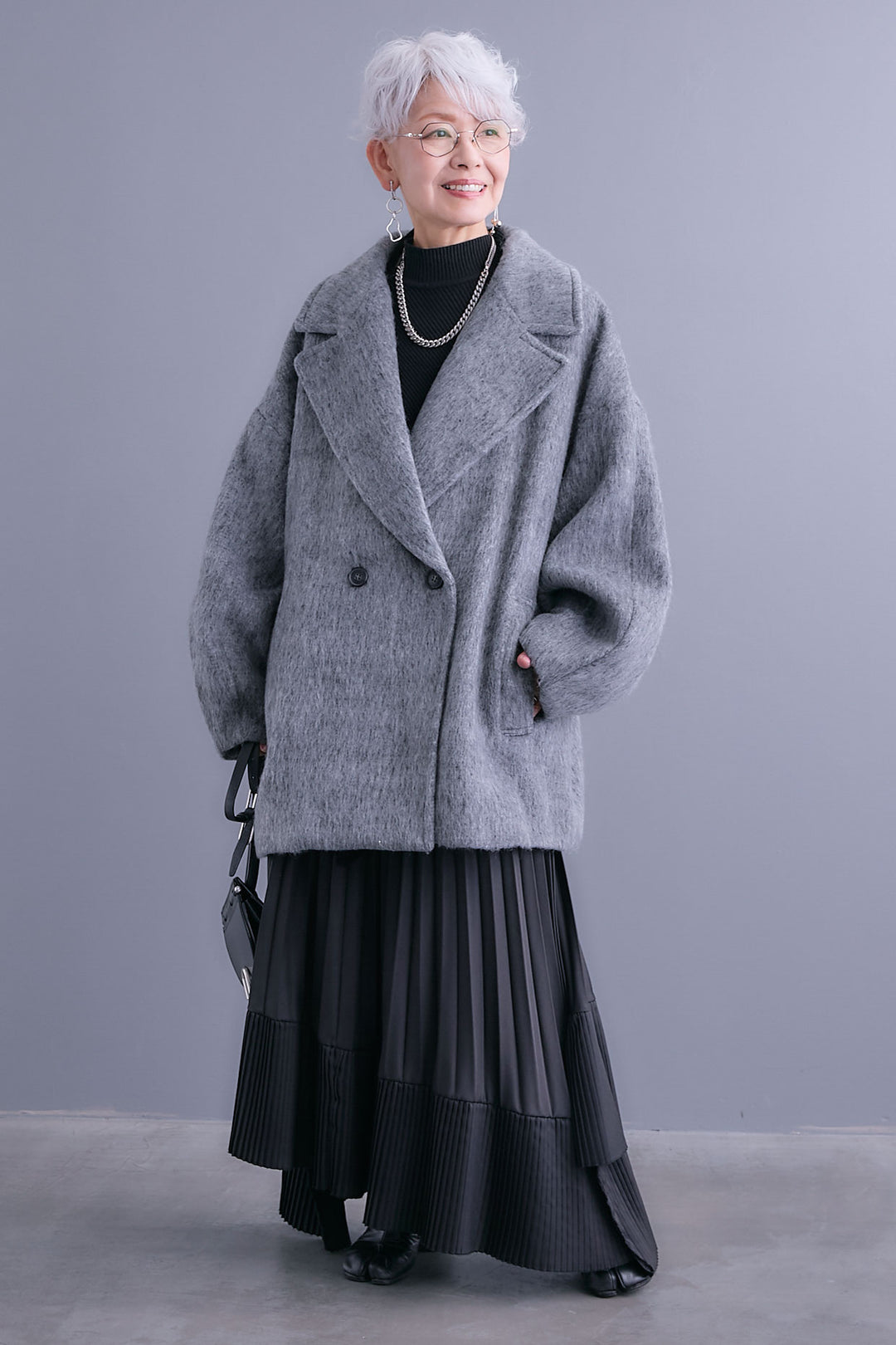 【予約】ワイドラペルコクーンスリーブシャギーコート