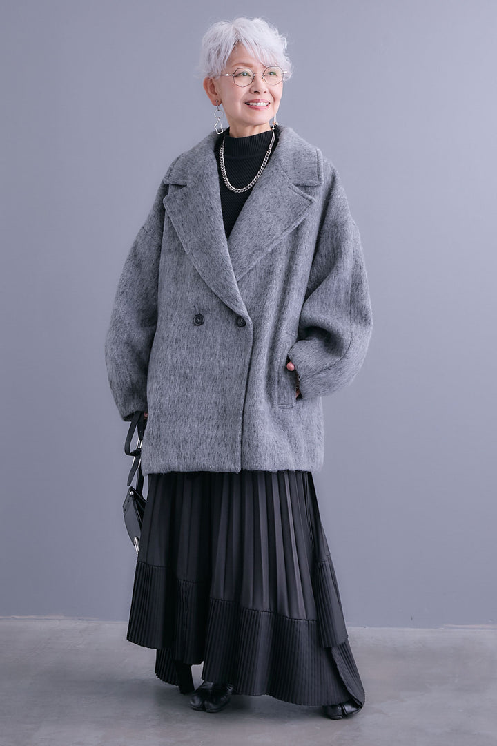 【予約】ワイドラペルコクーンスリーブシャギーコート