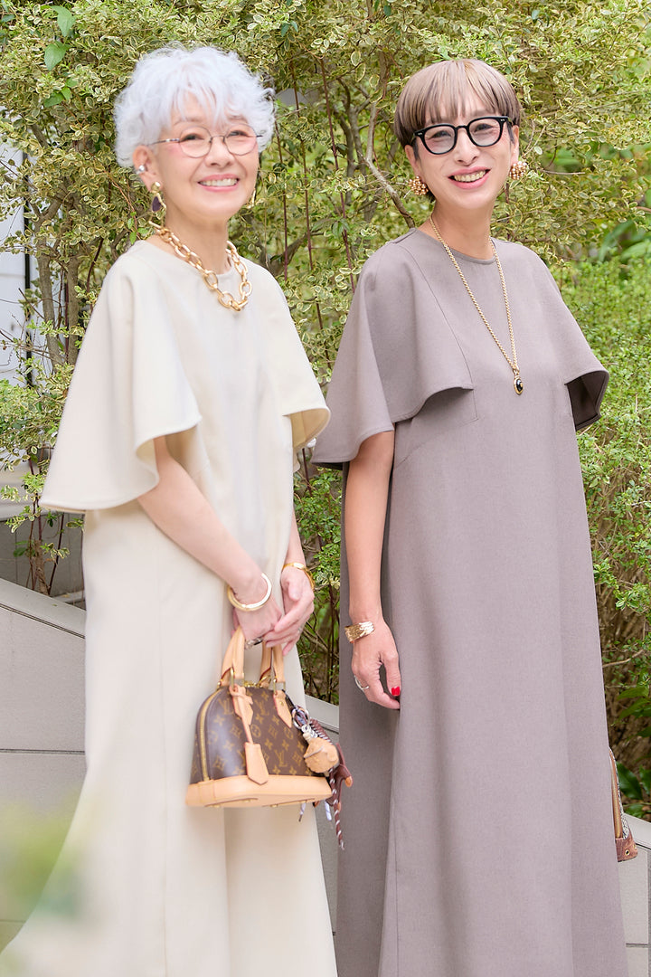 【予約】リネンタッチケープデザインワンピース