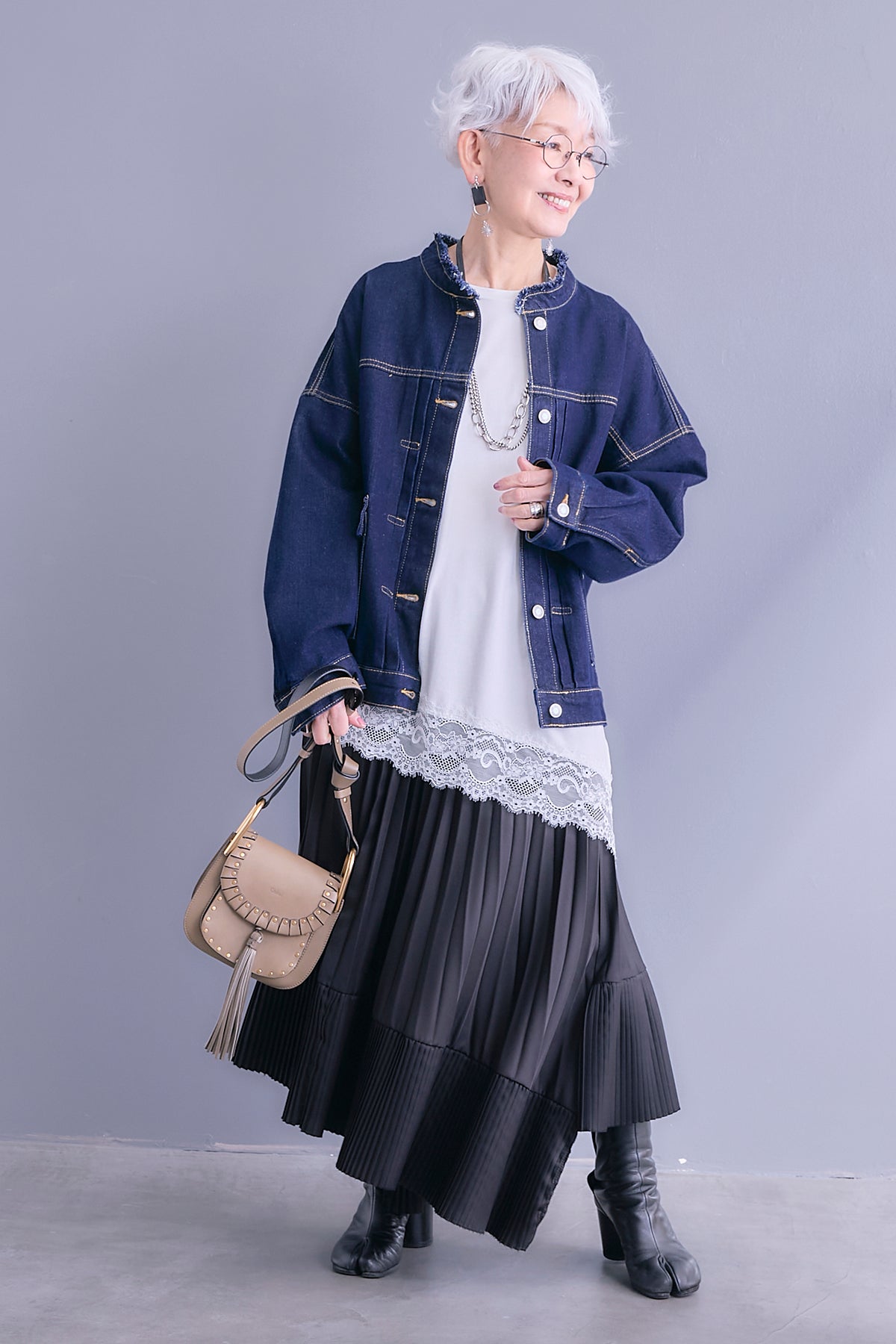 予約】ノーカラーオーバーサイズデニムジャケット – AIJAN