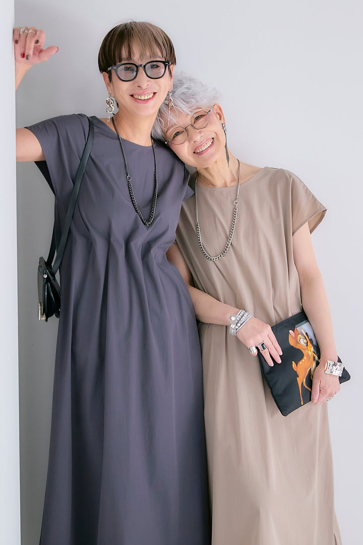 【予約】速乾&UVカットウエストタックストレッチワンピース