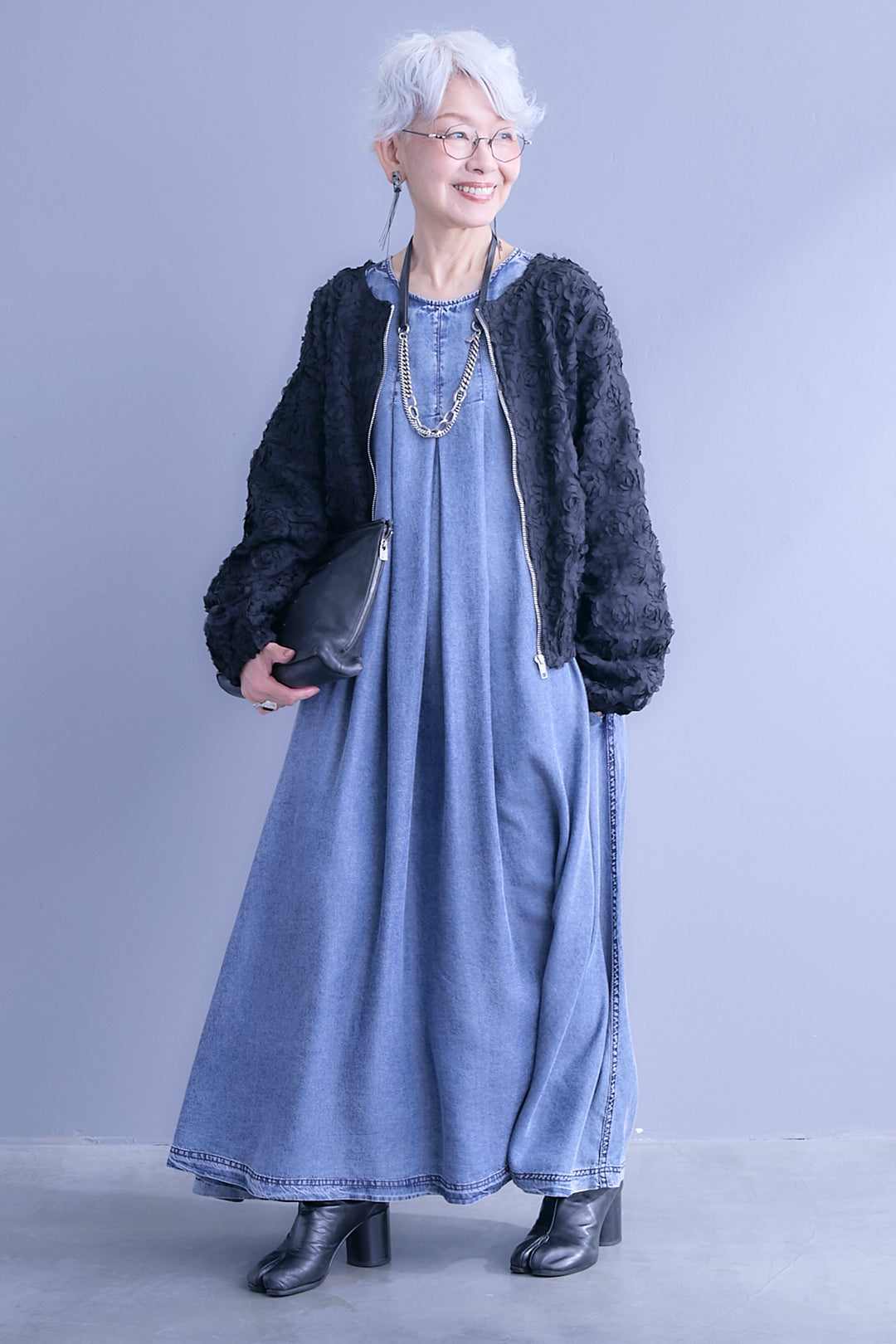 【予約】パウダーシルクヴィンテージデニムワンピース