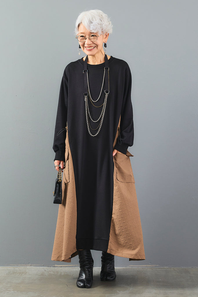 予約】サイドロングジャガードコンビワンピース – AIJAN