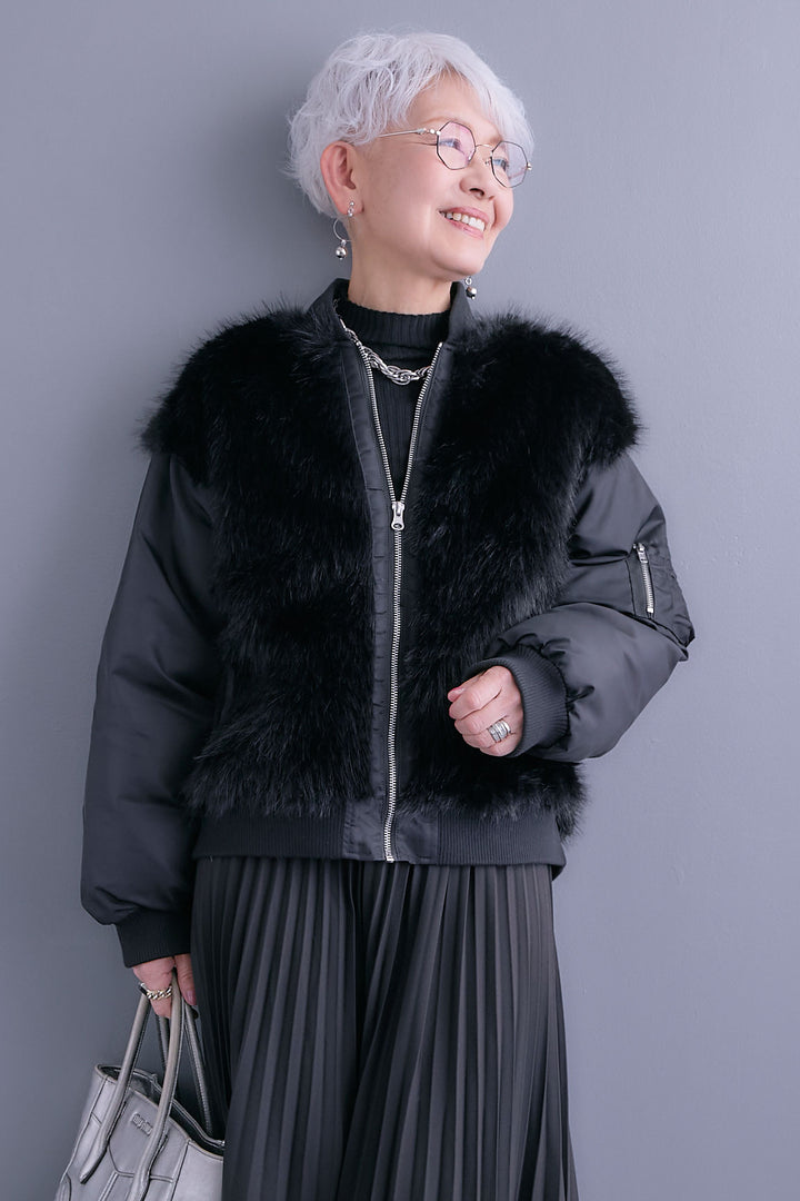 【予約】ファーシャギーMA-1ブルゾン