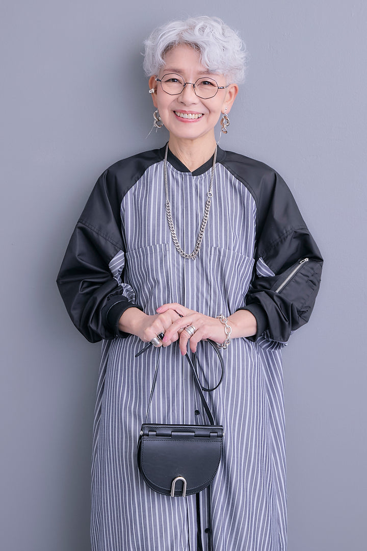 【予約】MA-1スリーブストライプシャツワンピース