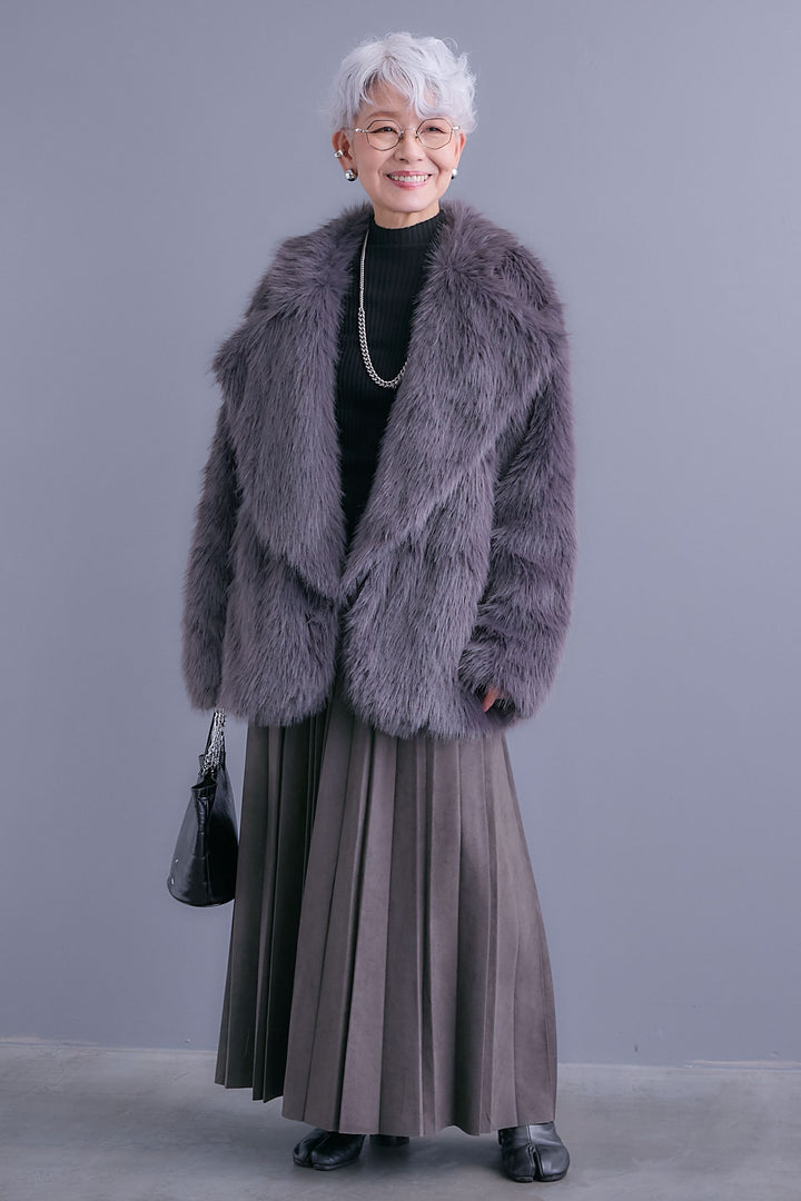 【予約】スエードロングプリーツスカート