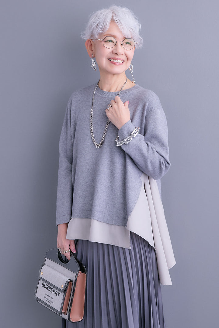 【予約】アシンメトリードレープレイヤードニット