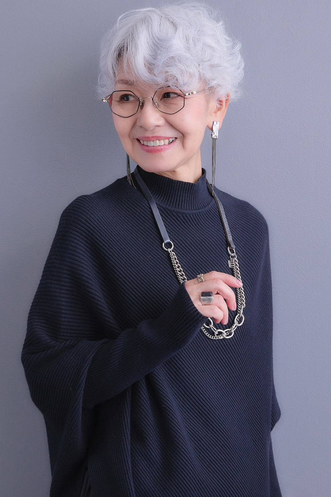 【新色追加】【SET】アシンメトリーオーバーニット+アシンメトリープリーツスカート(2set)