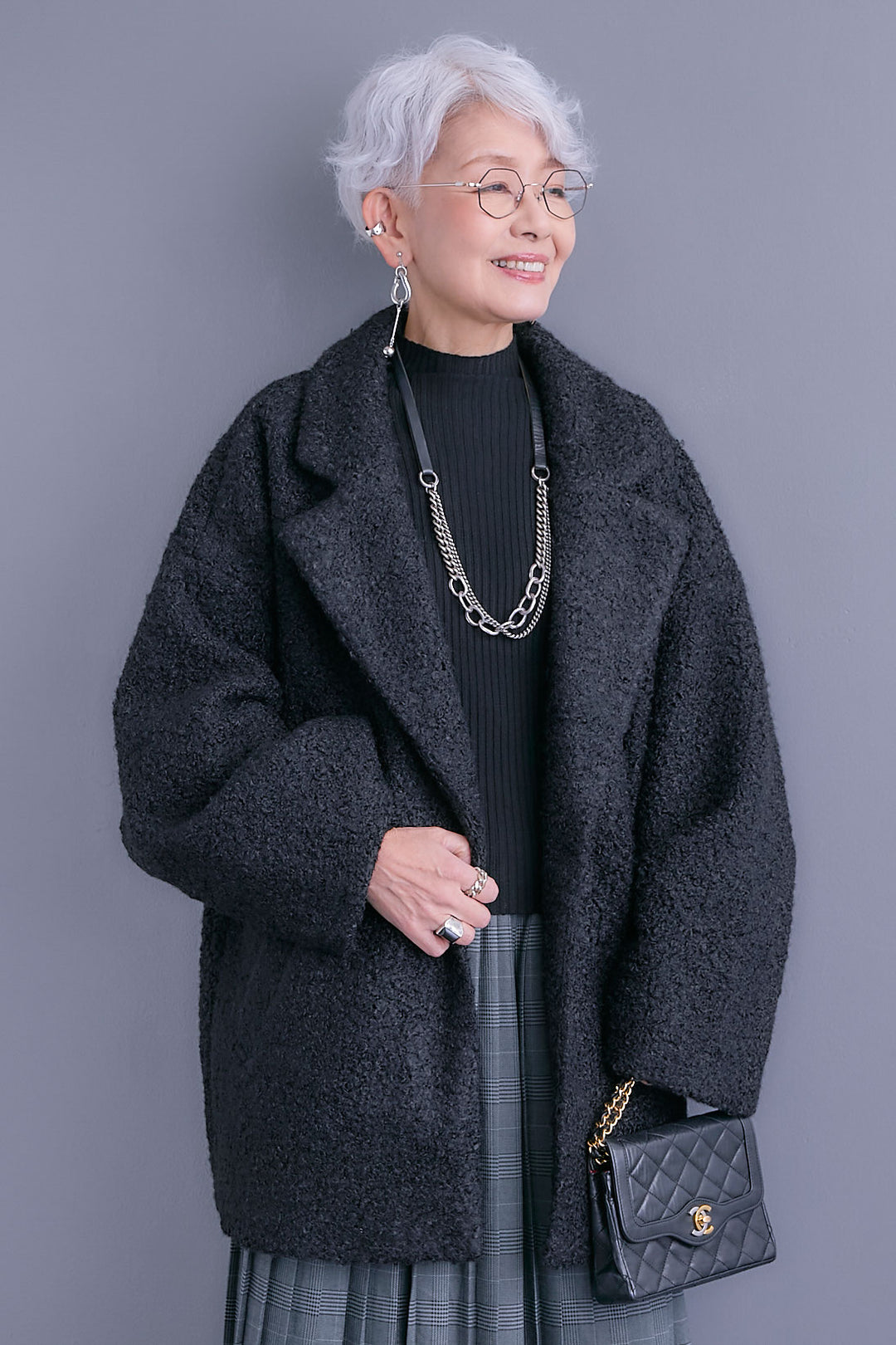 【SET】ブークレーテーラードコート+グレンチェックプリーツスカート(2set)