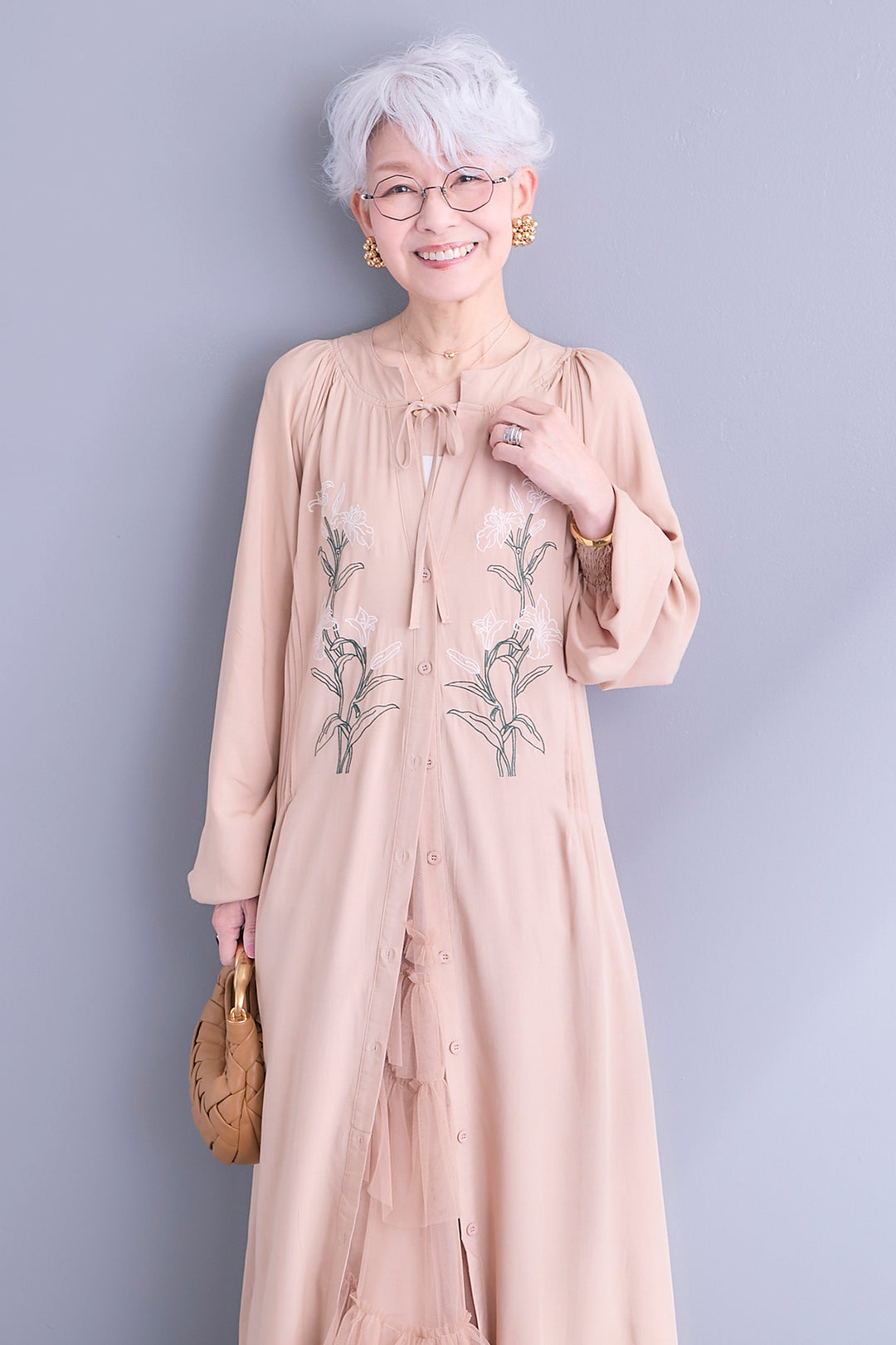 【予約】フラワーエンブロイダリーシャツワンピース