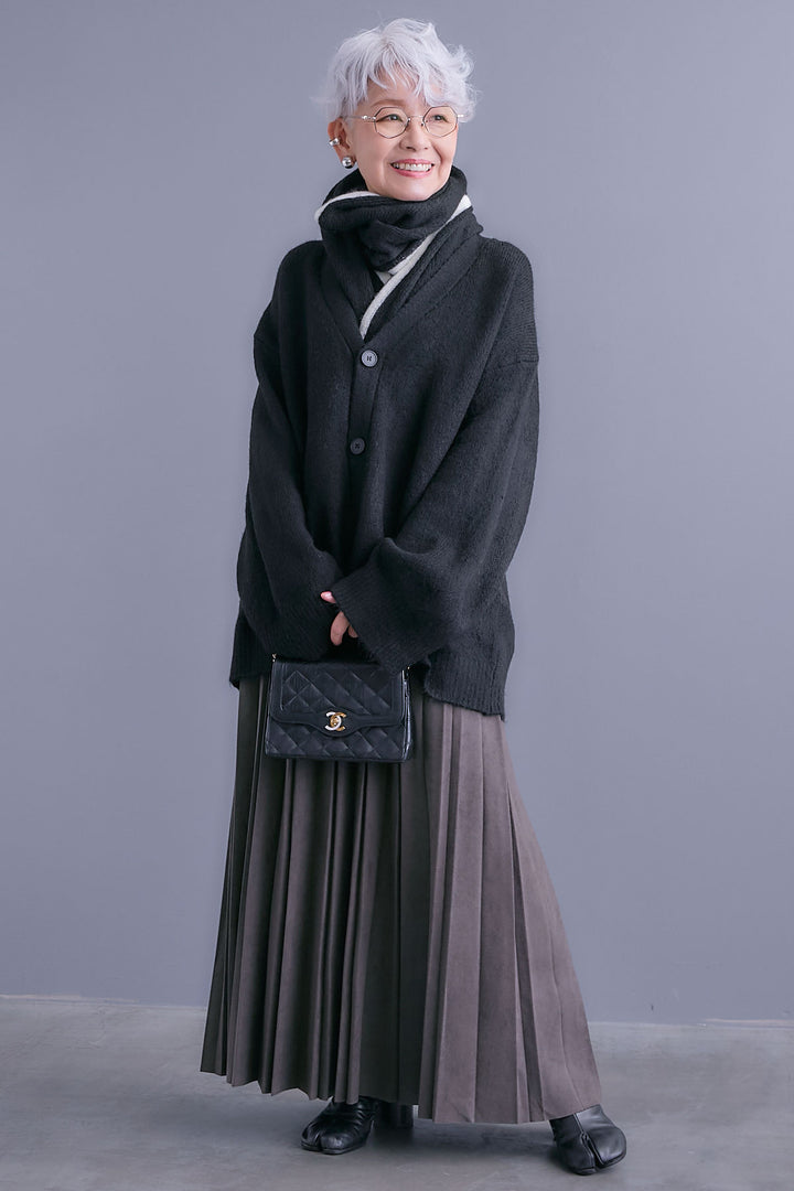 【予約】Vネックニットカーディガン&ストールSET