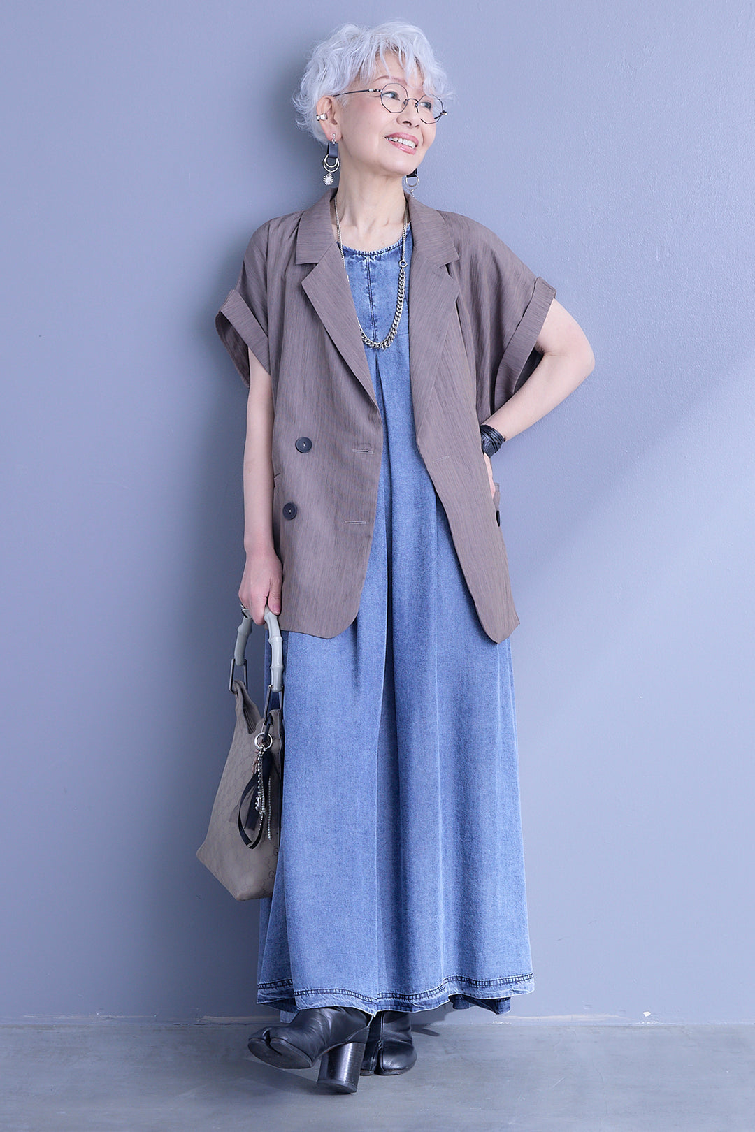 【予約】パウダーシルクヴィンテージデニムワンピース