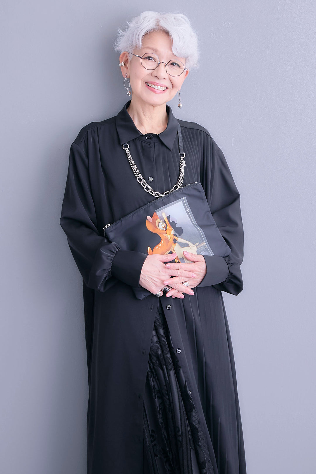 【SET】アシンメトリープリーツシャツワンピース+フロッキージャガードチュールロングスカート(2set)