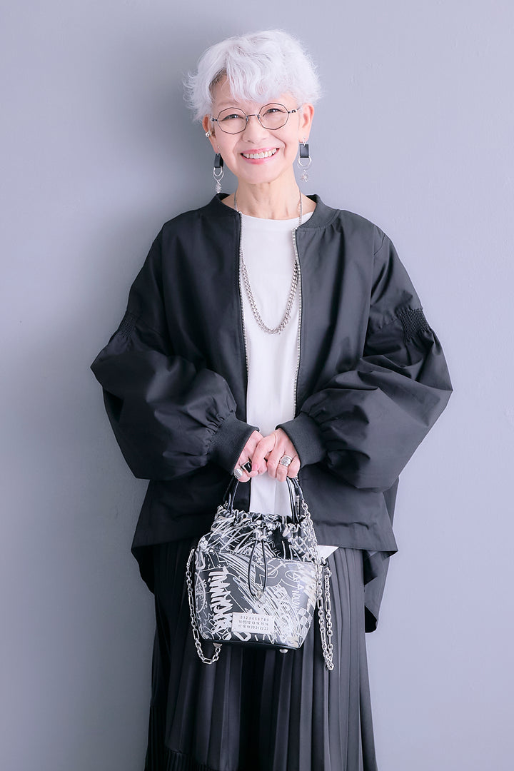 【予約】シャーリングデザインボリュームスリーブブルゾン