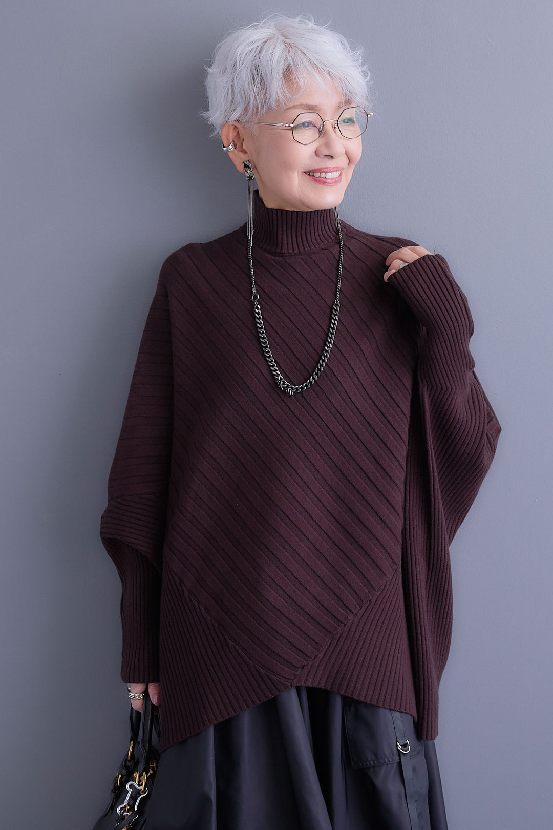 【SET】ワイドリブドルマンニット+バルーンミリタリースカート(2set)