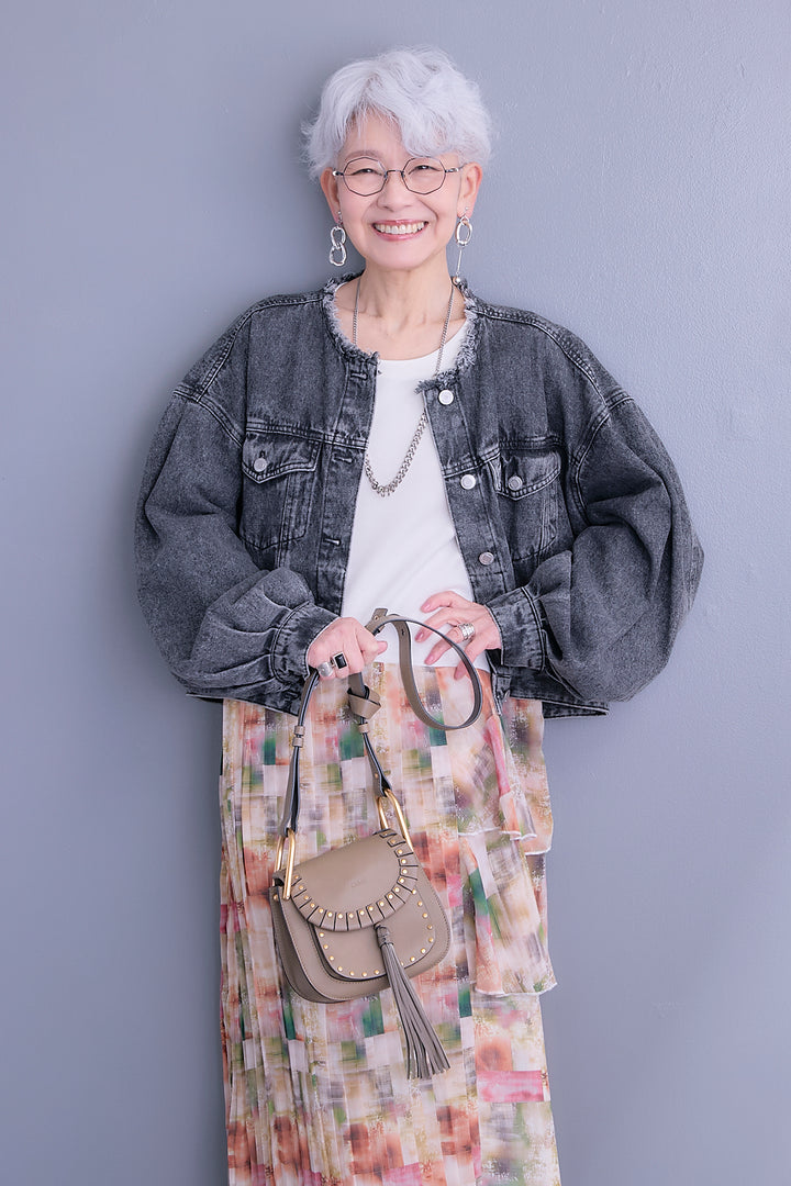 【予約】アシメフラワープリーツドッキングワンピース