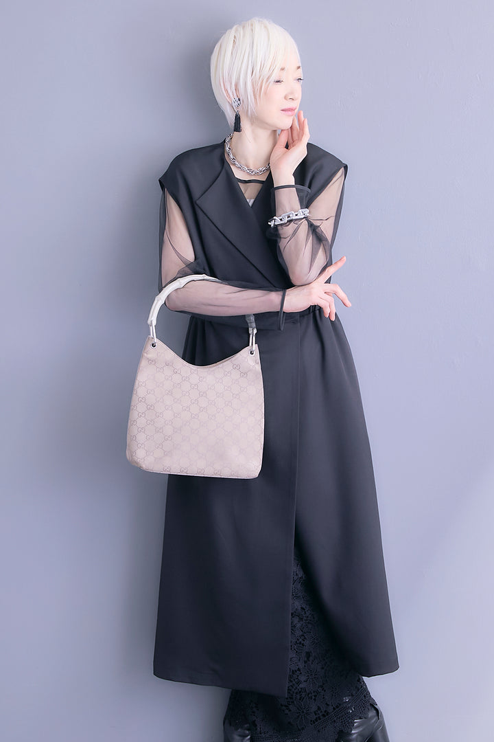【SET】ジレワンピース×チュールトップスSET+ケミカルレースパンツ(2set)