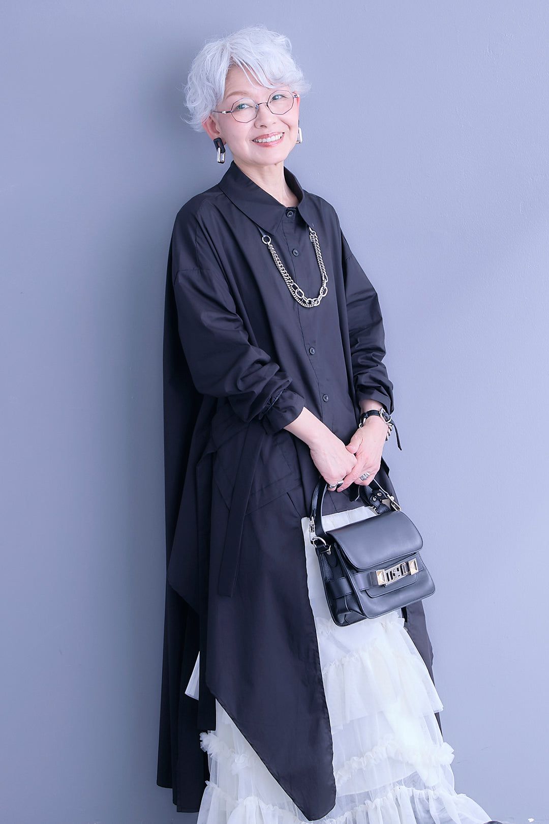 【予約】ロングテールアシメカットデザインシャツ