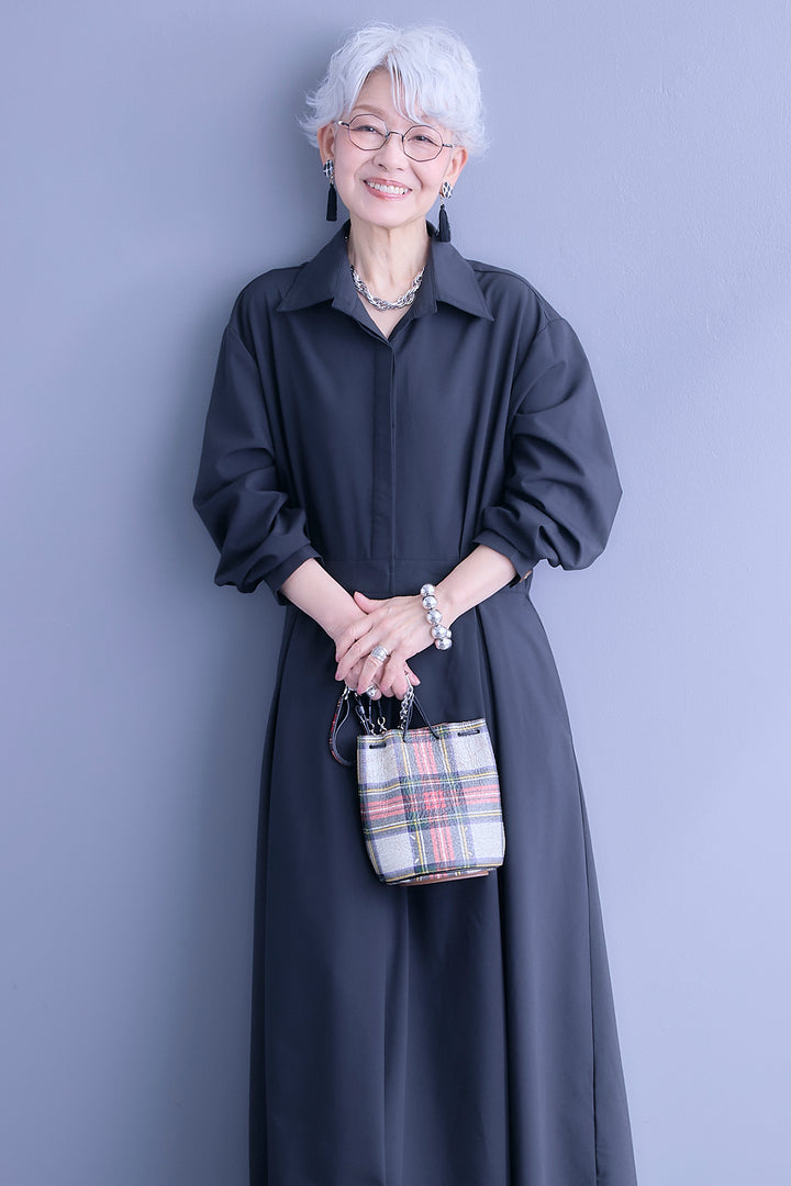 【予約】タックフレアスキッパーシャツワンピース