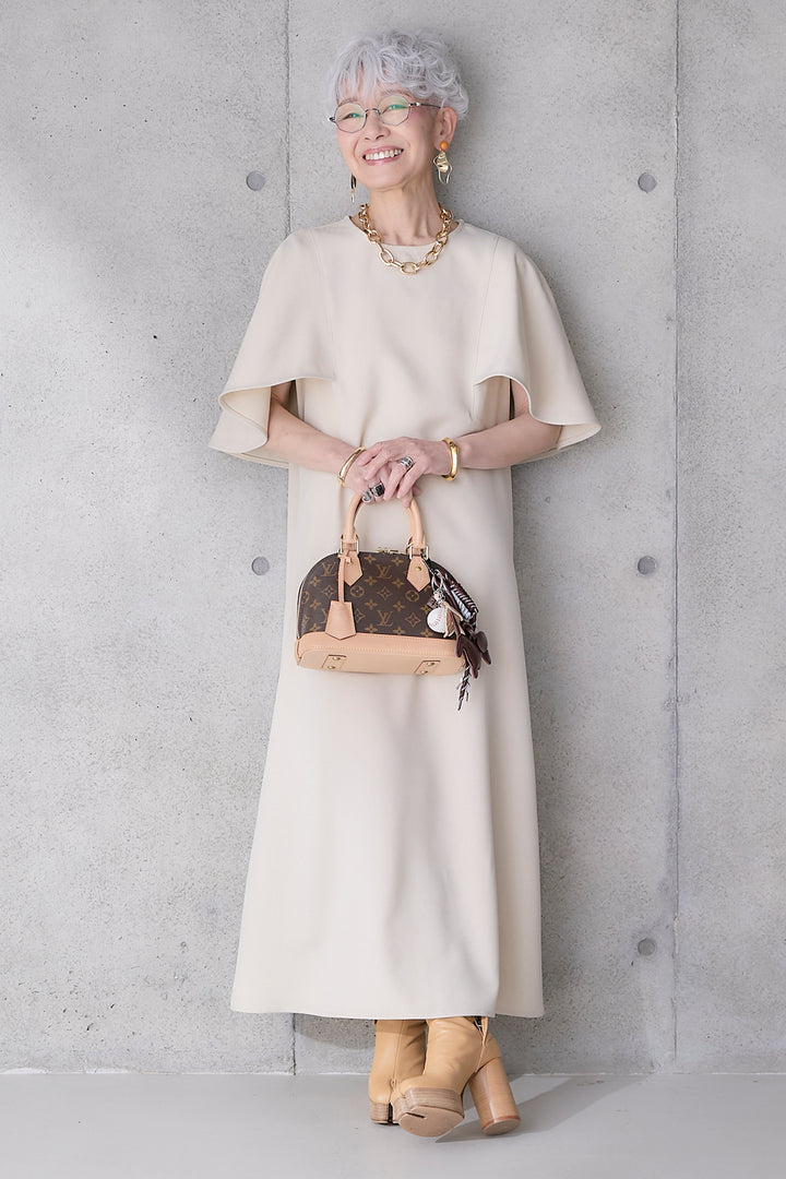 【予約】リネンタッチケープデザインワンピース