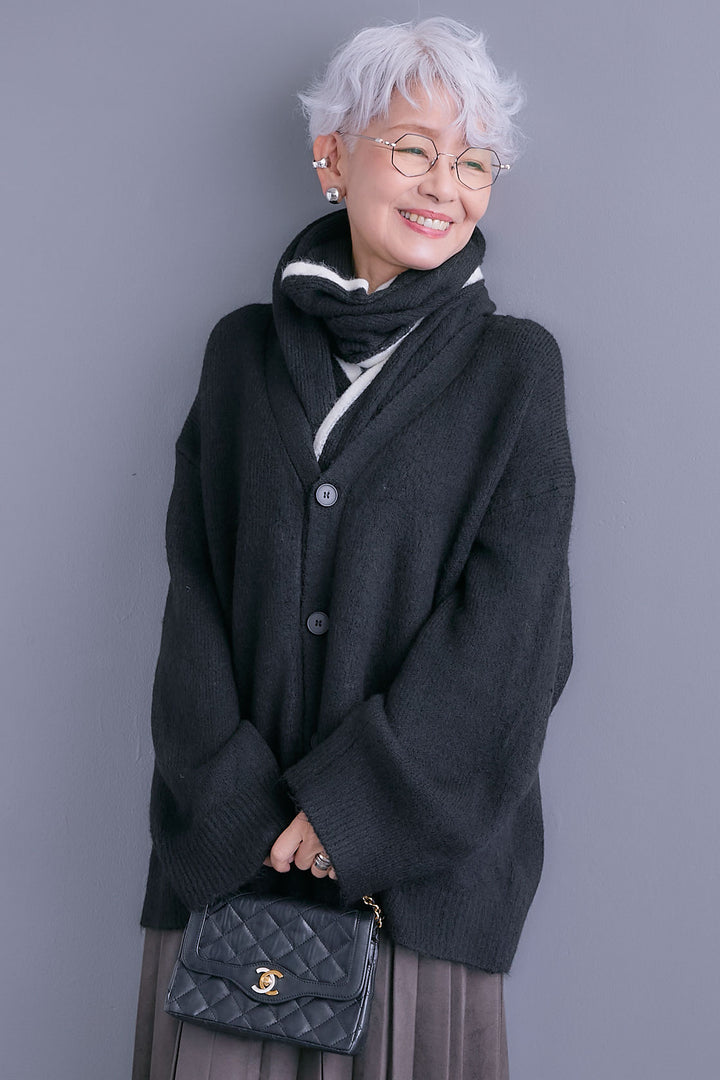 【予約】Vネックニットカーディガン&ストールSET