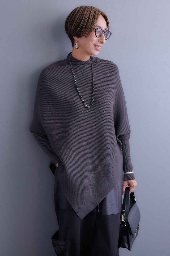 【SET】アシンメトリーオーバーニット+パテントデザインワイドパンツ(2set)