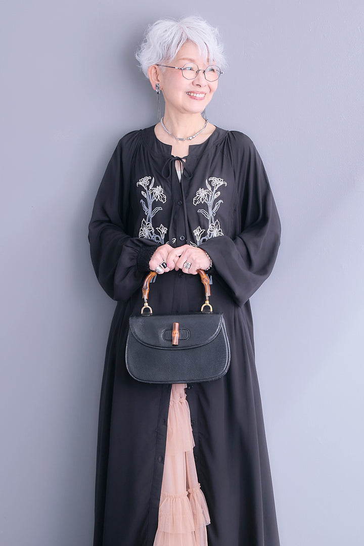 【予約】フラワーエンブロイダリーシャツワンピース