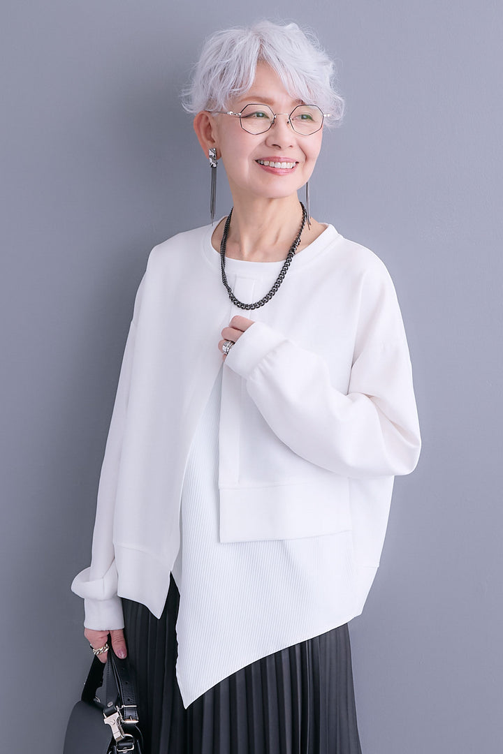 【予約】レイヤードデザインアシンメトリープルオーバー