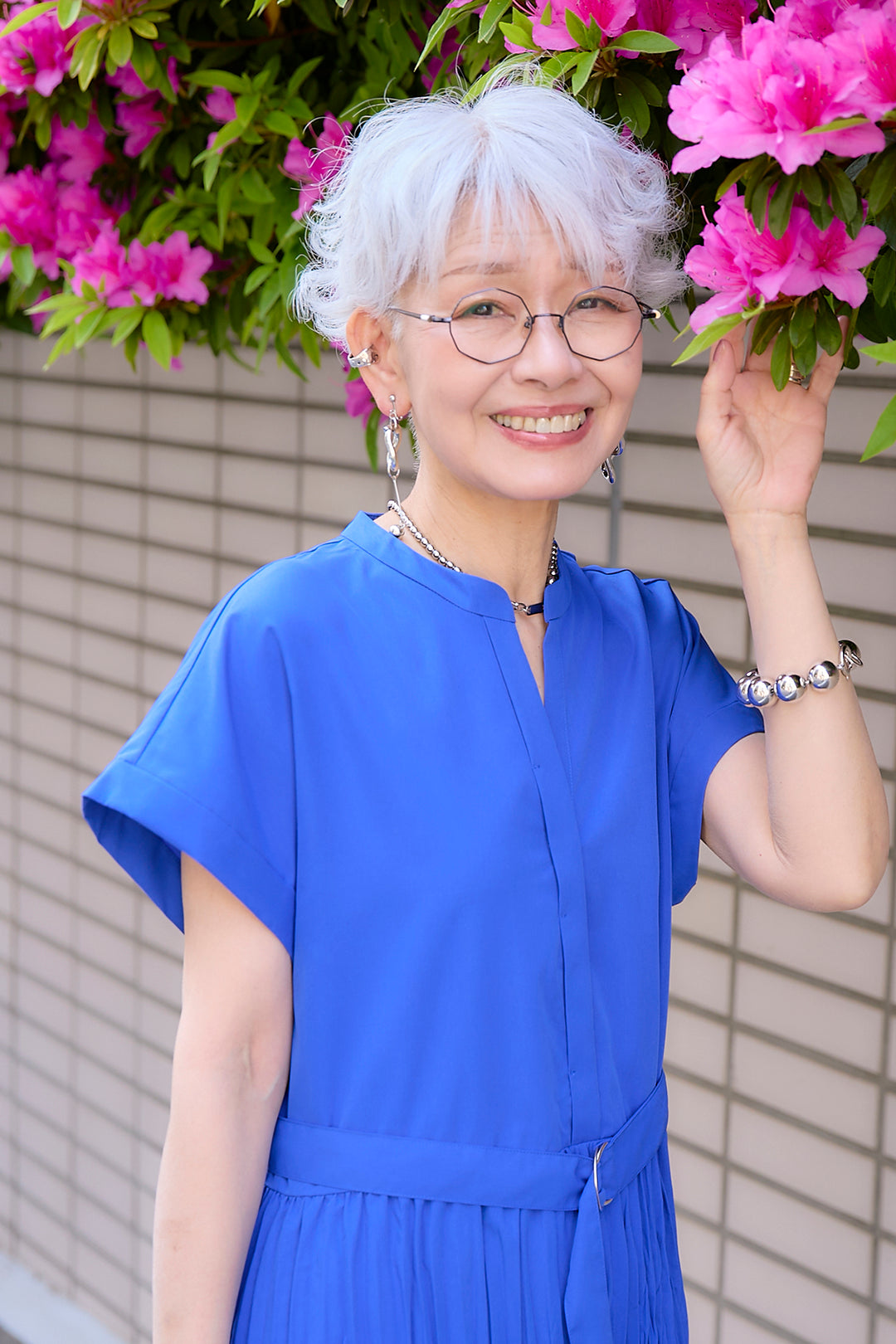 【予約】スキッパーベルテッドプリーツワンピース