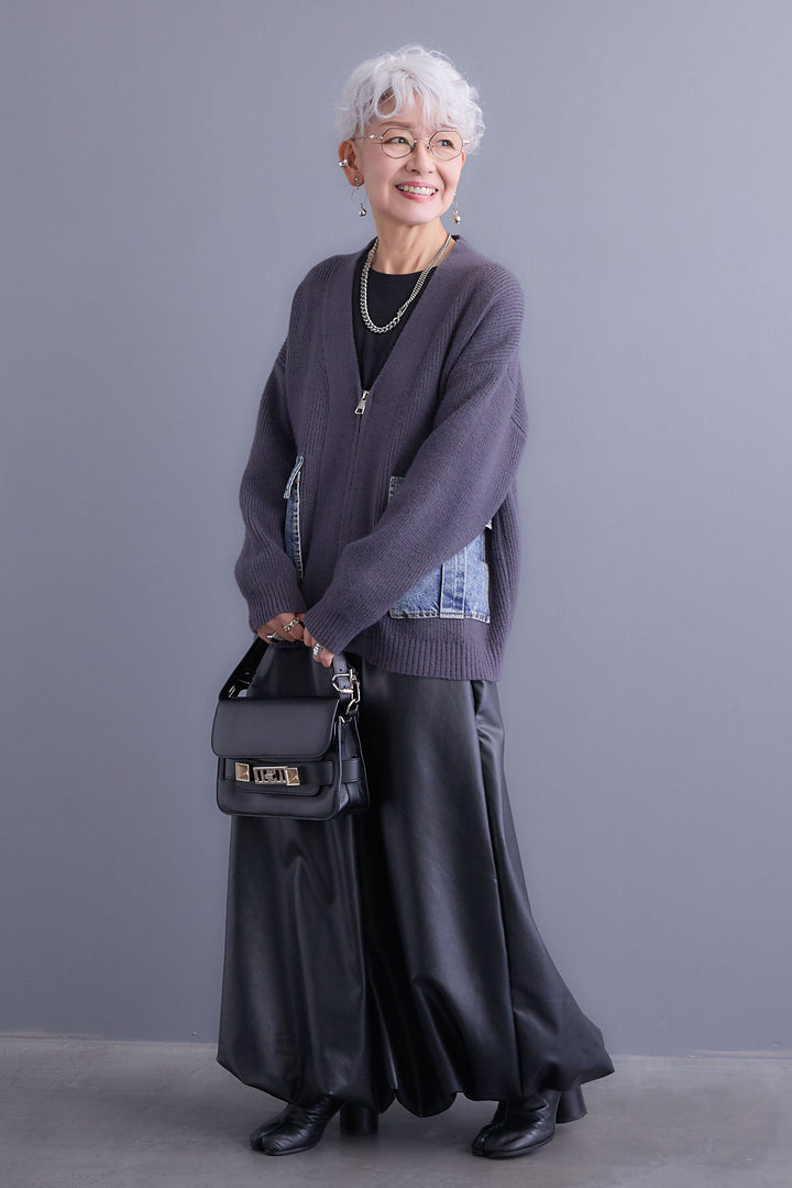 【予約】デニムポケットZIPニットカーディガン