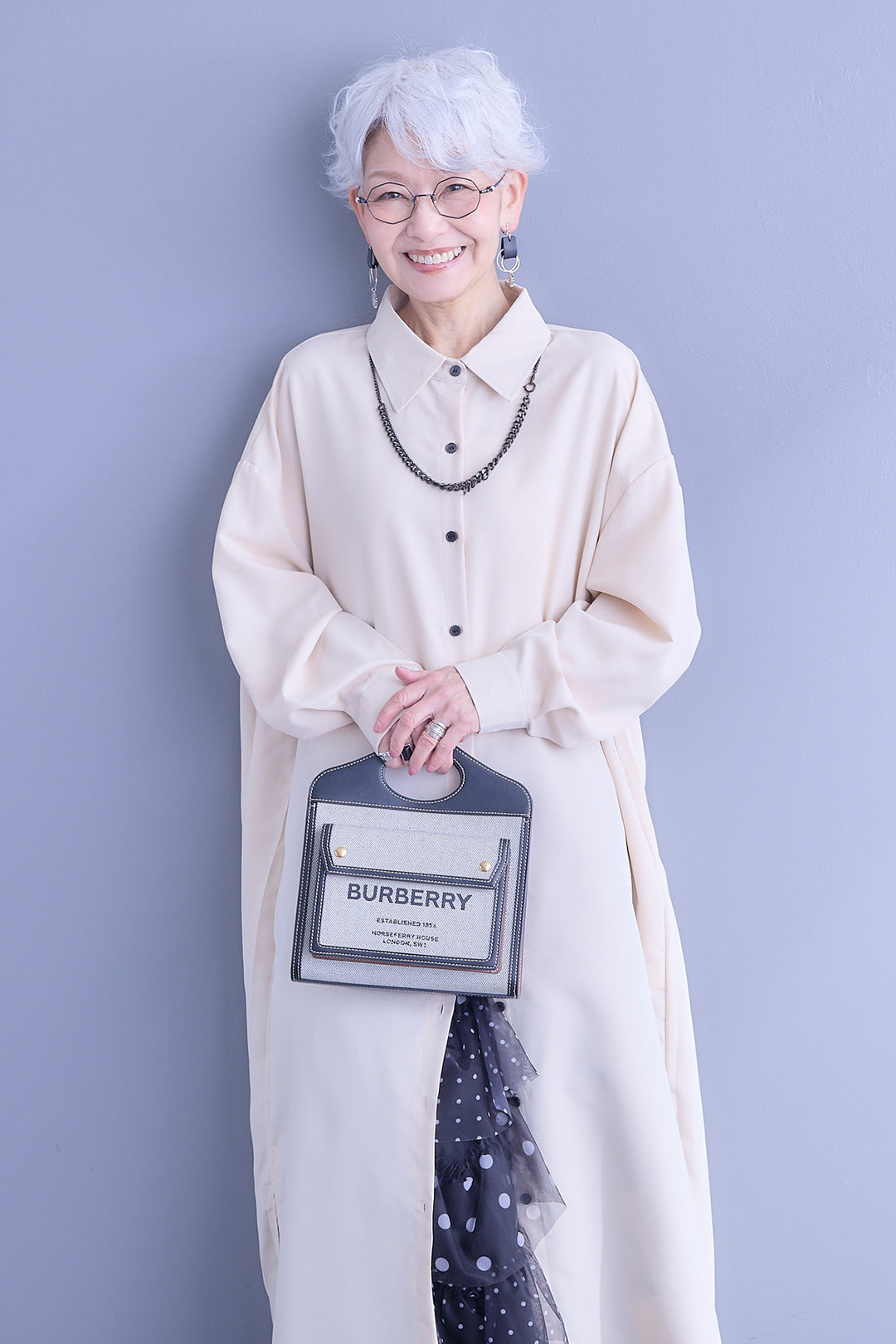 【SET】バックワイドプリーツシャツワンピース+ドットレイヤードチュールスカート(2set)