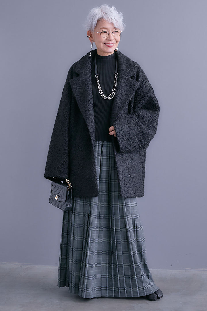【SET】ブークレーテーラードコート+グレンチェックプリーツスカート(2set)