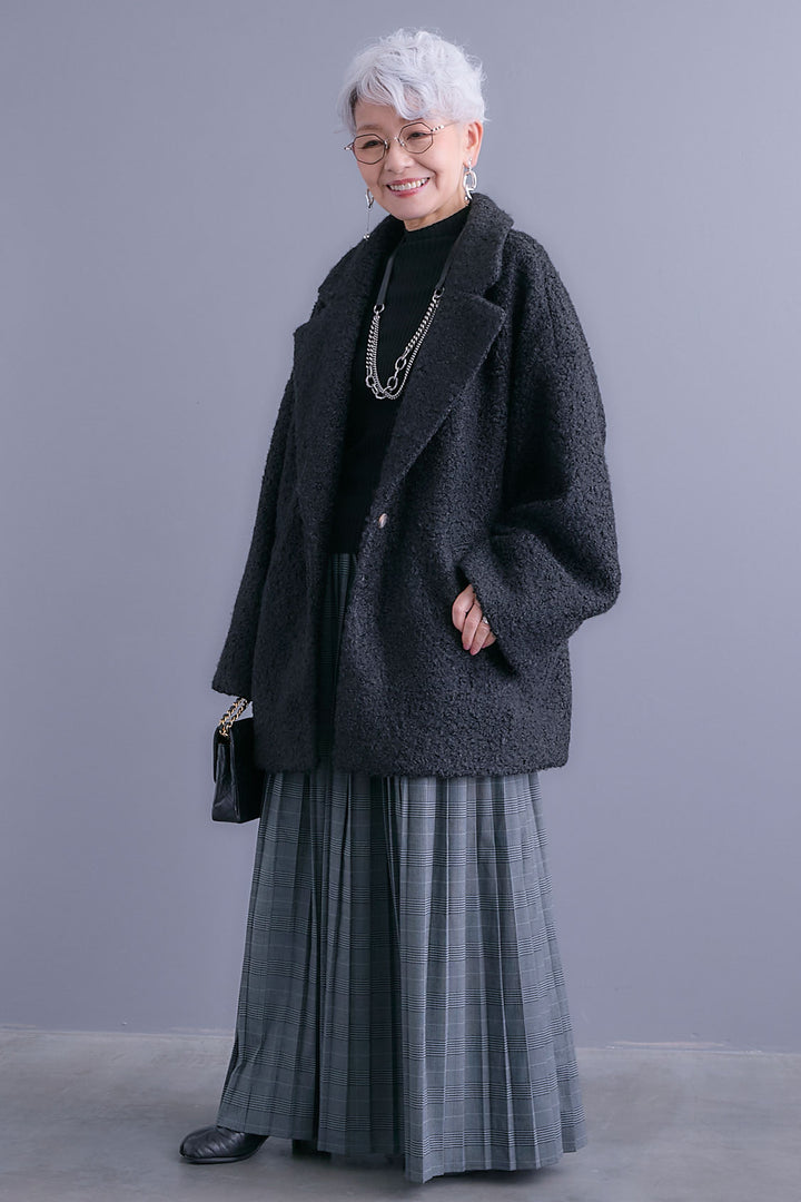 【SET】ブークレーテーラードコート+グレンチェックプリーツスカート(2set)
