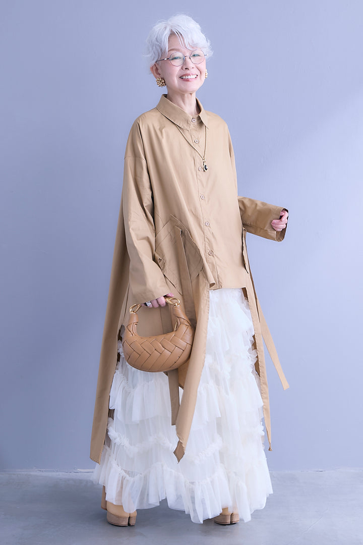 【予約】ロングテールアシメカットデザインシャツ