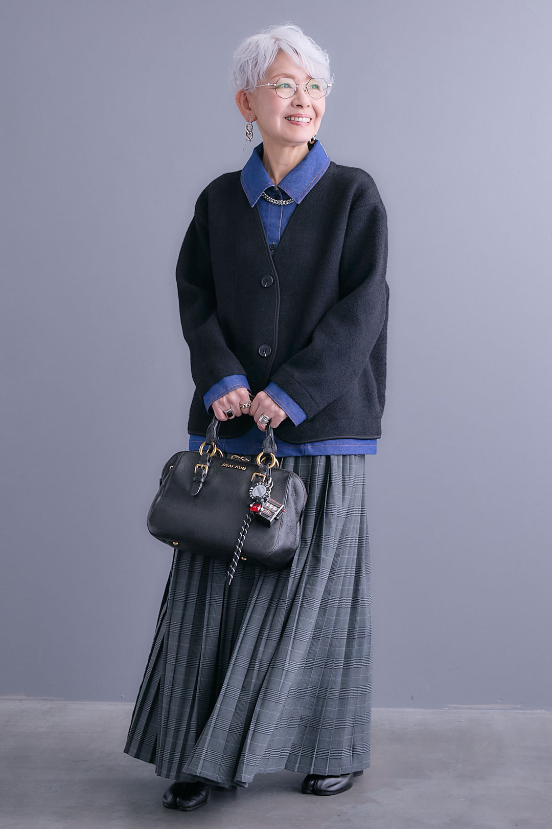 【予約】デニムレイヤードデザインカーディガン