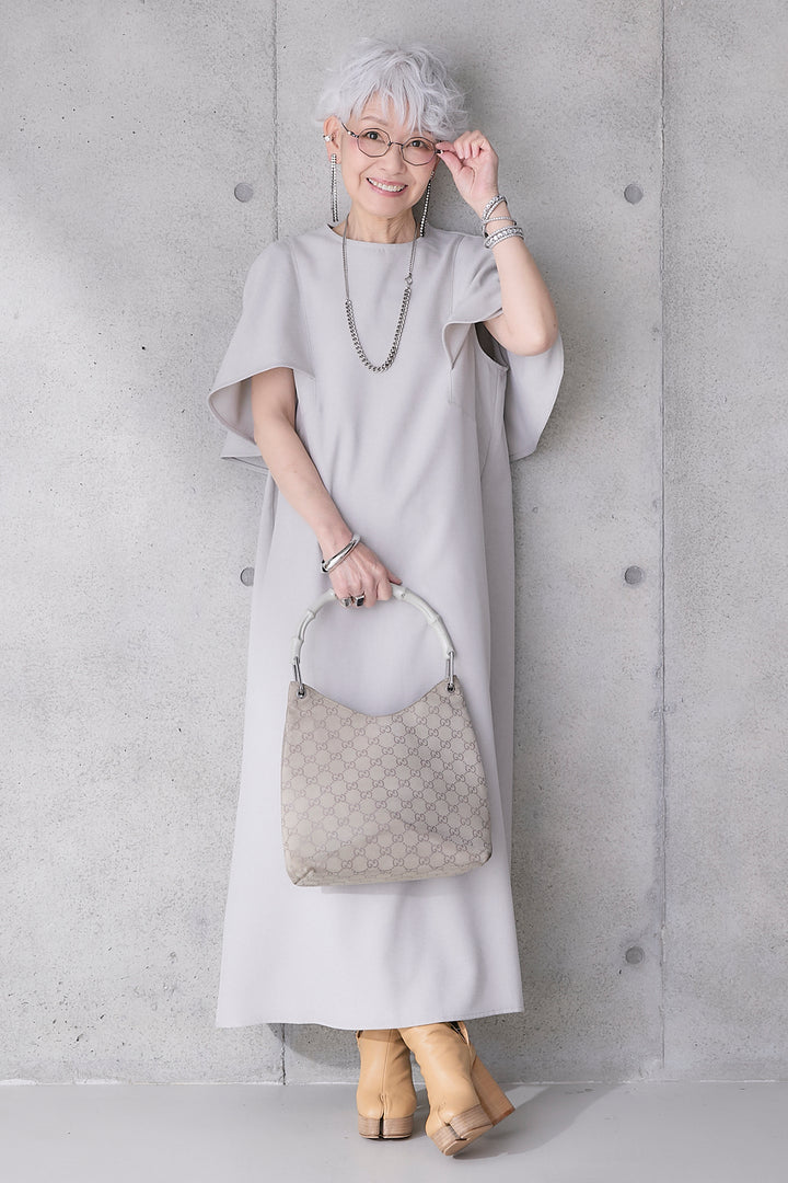 【予約】リネンタッチケープデザインワンピース