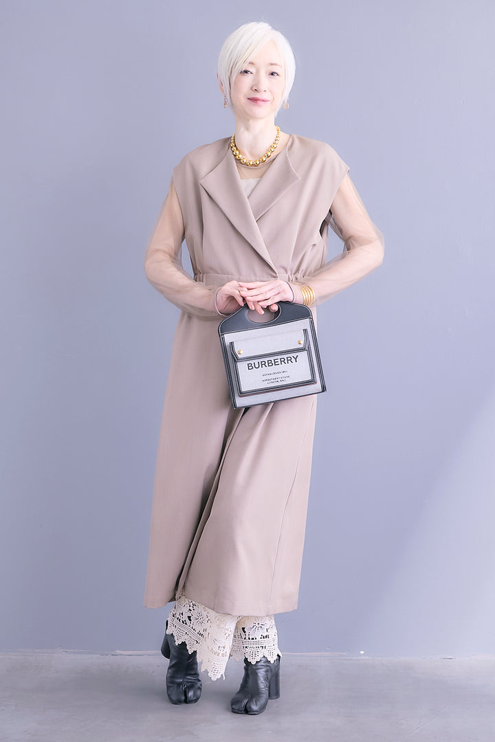 【予約】ジレワンピース×チュールトップスSET