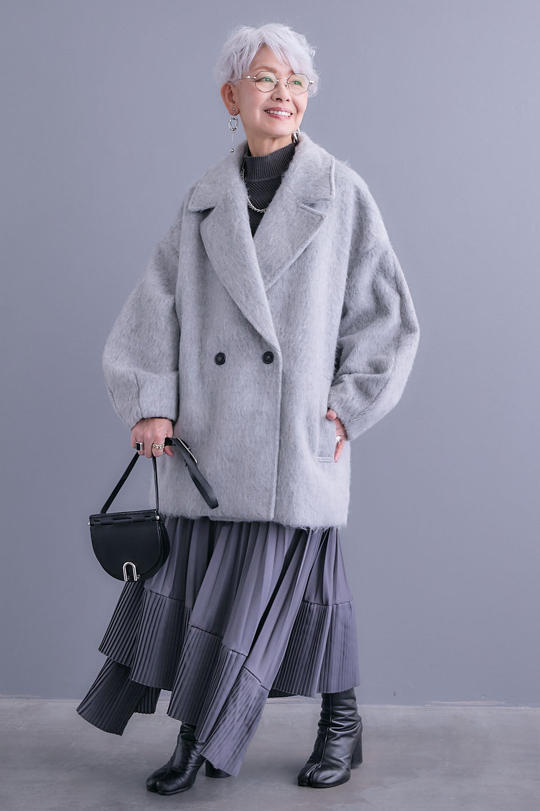 【予約】ワイドラペルコクーンスリーブシャギーコート