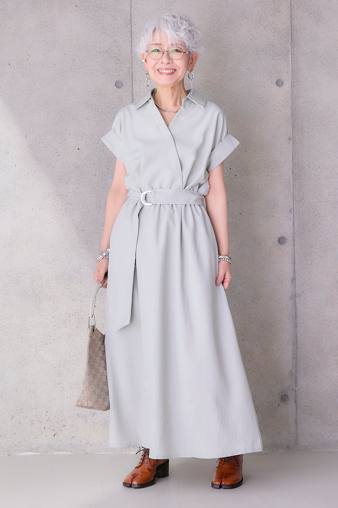 【予約】ロールアップスキッパーカシュクールワンピース