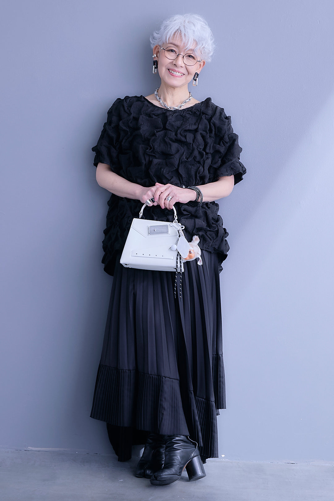 【SET】マトラッセボリュームフリルトップス+アシンメトリープリーツスカート(2set)