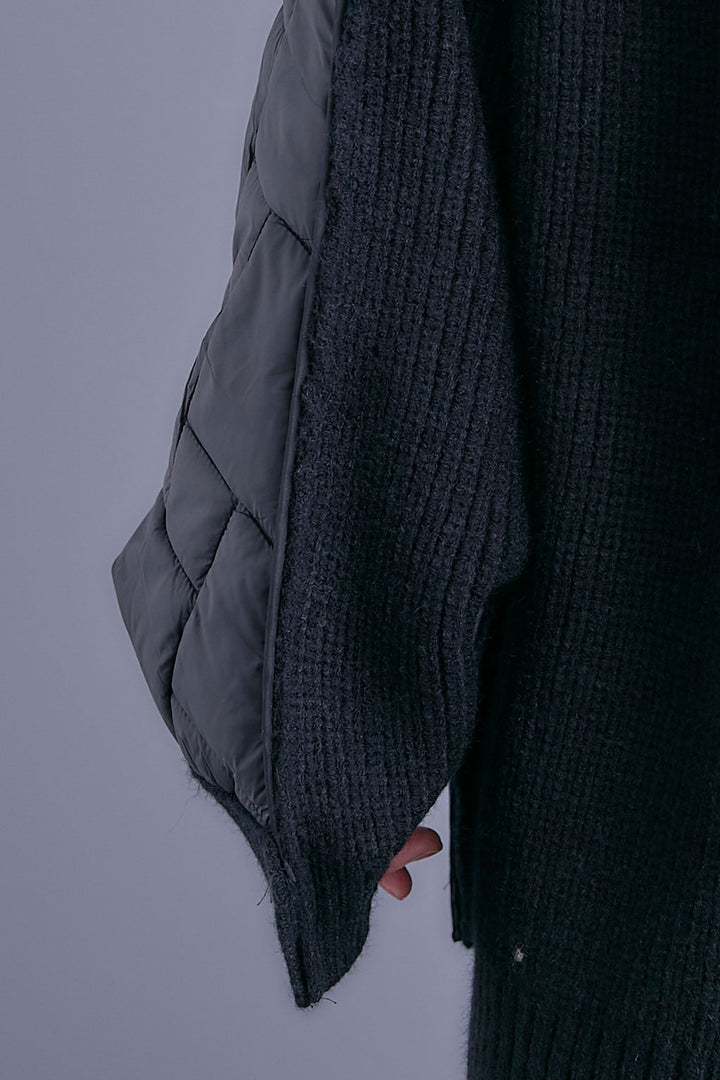 【SET】バックキルティングローゲージニットカーディガン【ストール付き】+アシンメトリープリーツスカート(2set)