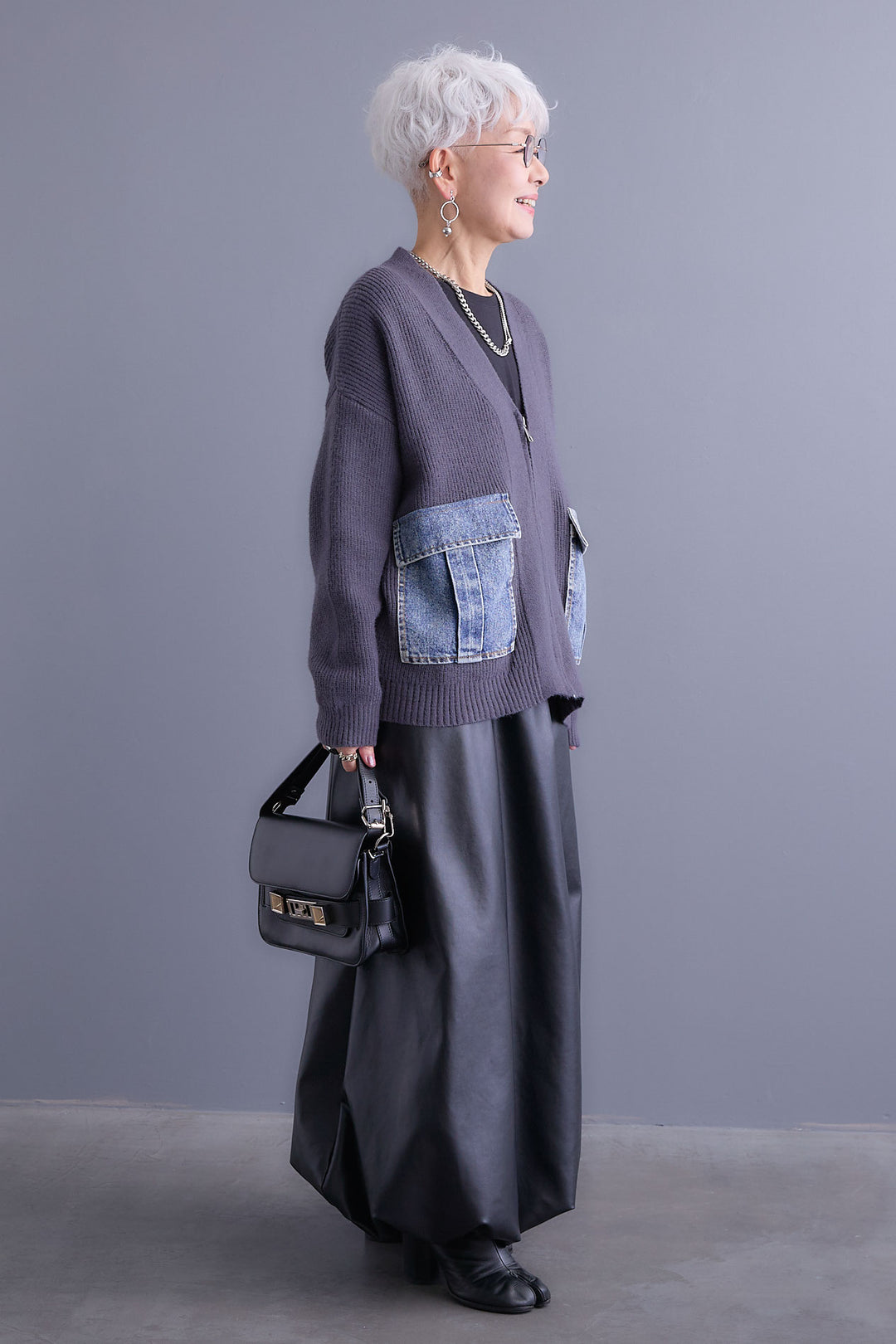 【予約】デニムポケットZIPニットカーディガン