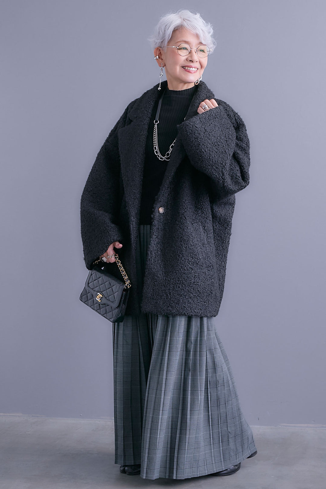 【SET】ブークレーテーラードコート+グレンチェックプリーツスカート(2set)