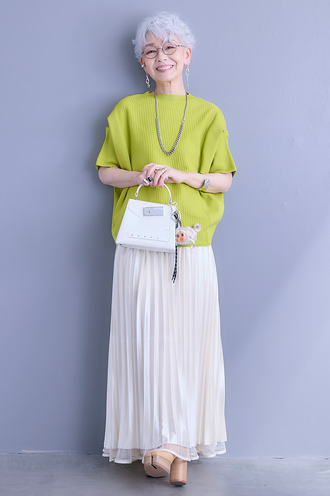 【SET】アップスリーブニットプルオーバー+2WAYラメサテンプリーツ×シアーティアードチュールスカート(2set)